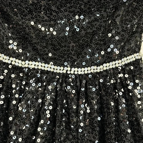 City Triangle Sequin Party Dress Size 1 Small Pearl Rhinestone New Year’s Formal - Picture 3 of 11